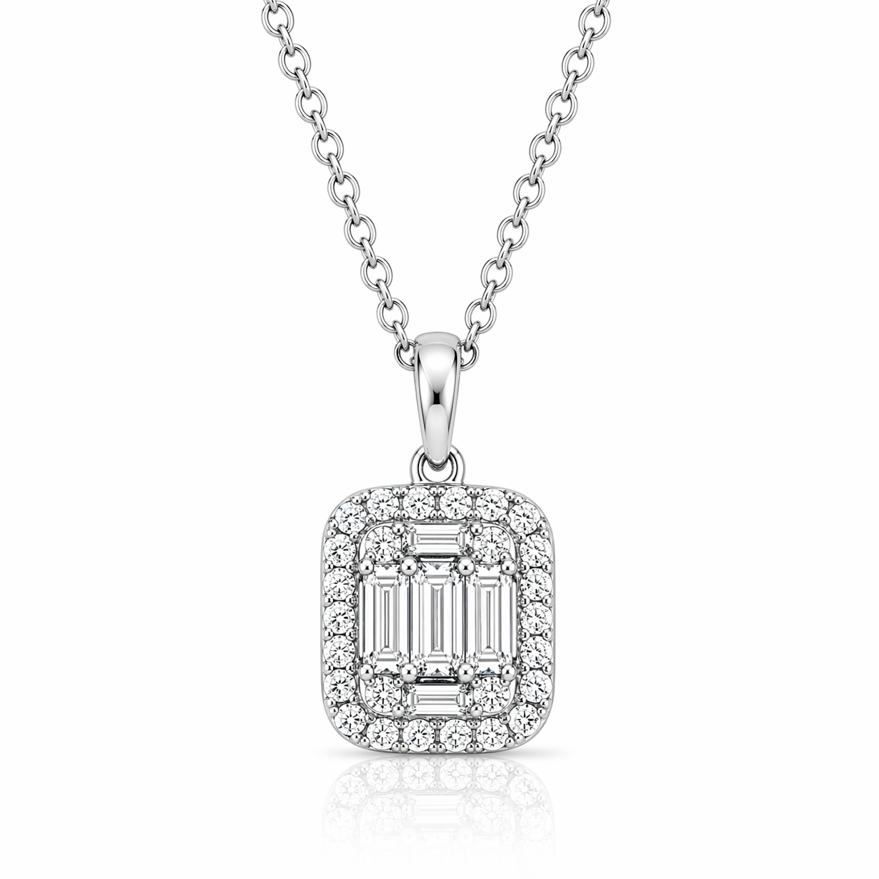 Baguettes Diamond Illusion Pendant