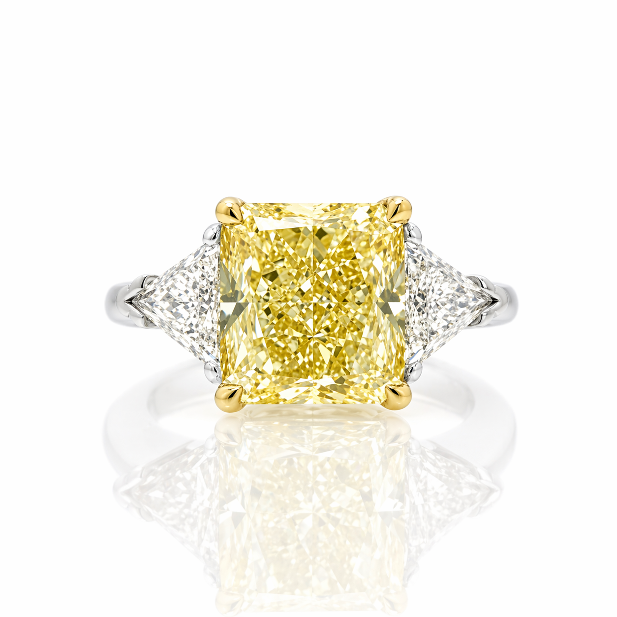 Canary Yellow Diamond with Trillion Side Stones