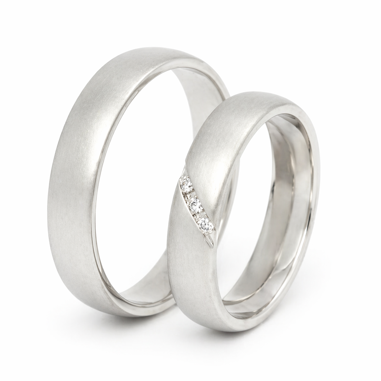 Classic Wedding Rings with Three Diamonds