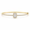 Emerald Cut Halo Diamond Bangle