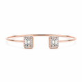 Emerald Cut Halo Open Wrapped-Diamond Bangle
