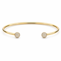 Gold Open Bangle with Rounded Diamonds