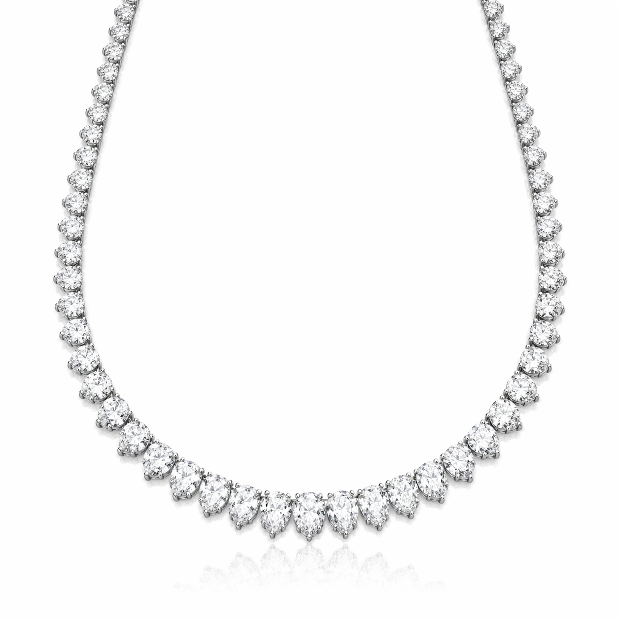 Graduated Half Tennis Necklace