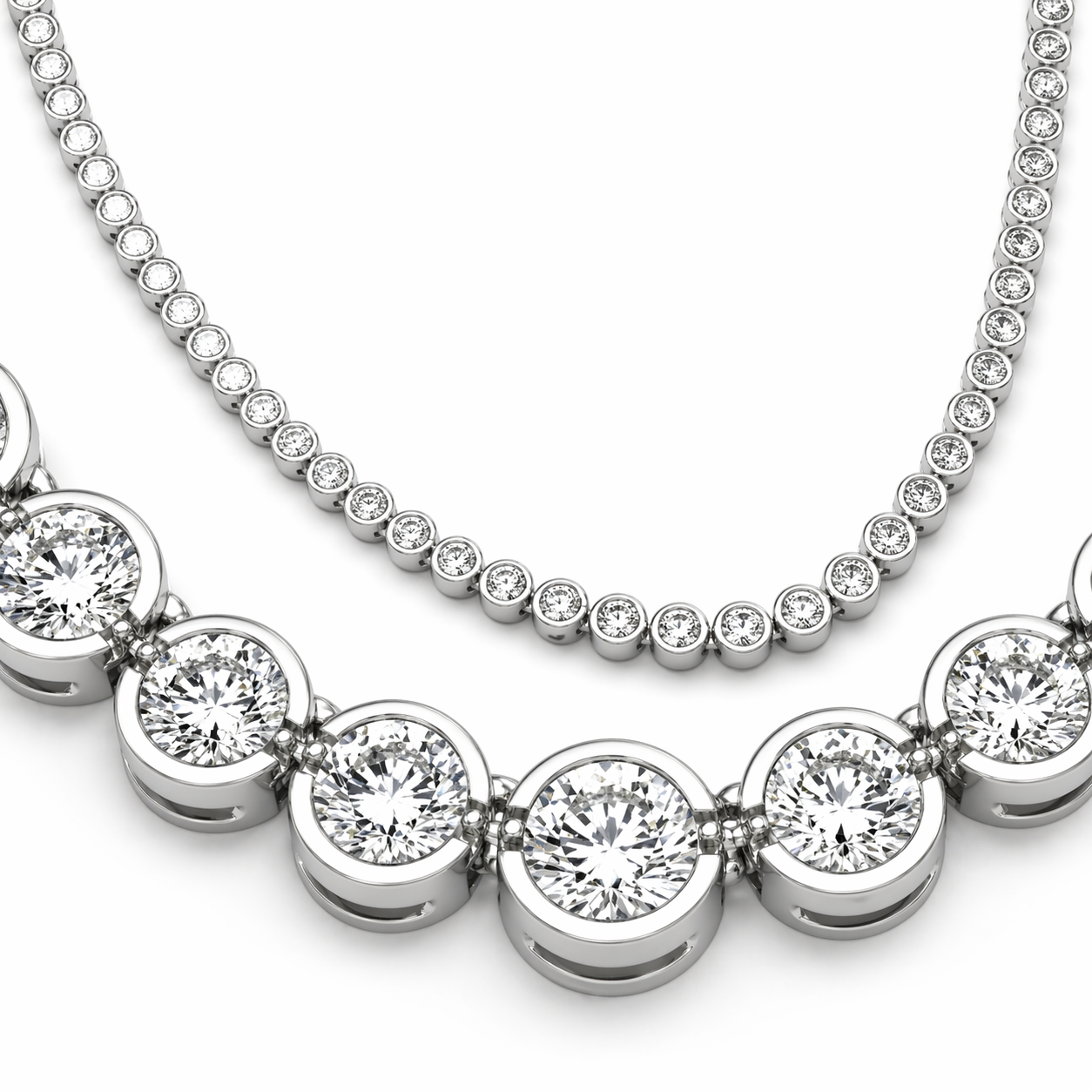 Graduated Tennis Necklace with Enlarger