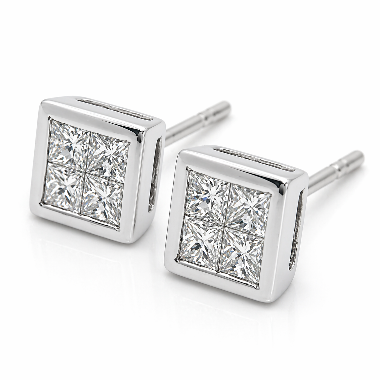 Princess Cut Studs (Illusion)