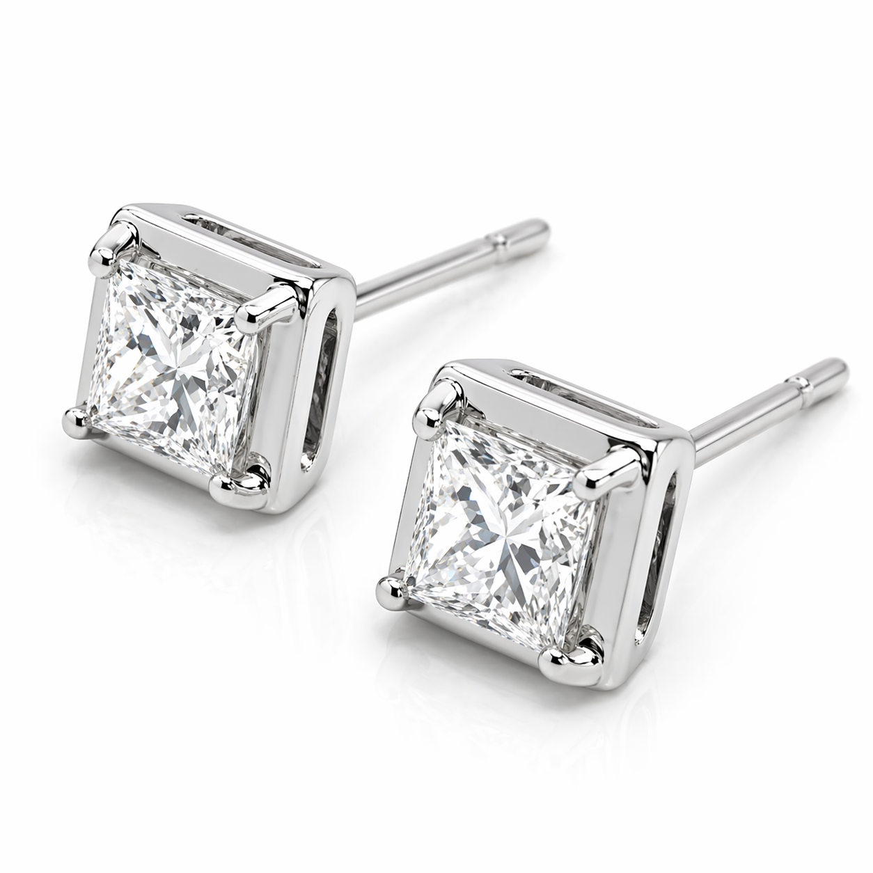 Princess Cut Studs (Plain)