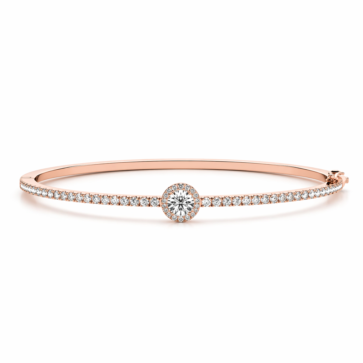 Round Halo Diamond Bangle