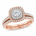 Round with Cushion Shape & Double Layer Halo Side Stones